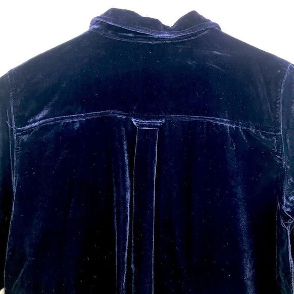 J. Crew Navy Blue Velvety Velour Button Up Pocket Chest Long Sleeve Shirt - Picture 11 of 16
